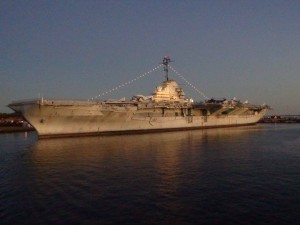 The retired USS Yorktown - view from our scenic dinner cruise